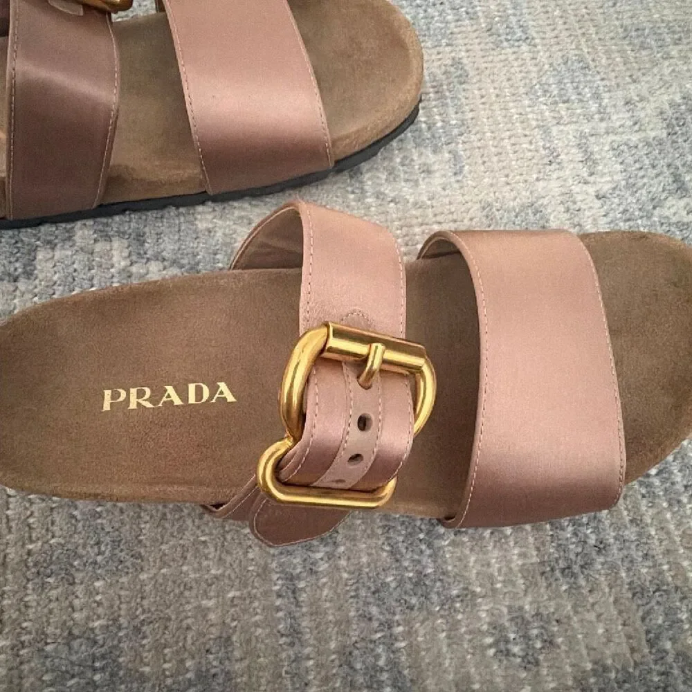 Prada Buckle Slides Rose Gold size 39.5